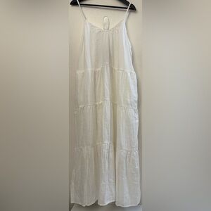 Left On Friday Women's White Maxi Dress‎ Lined 100% Linen Size S/M